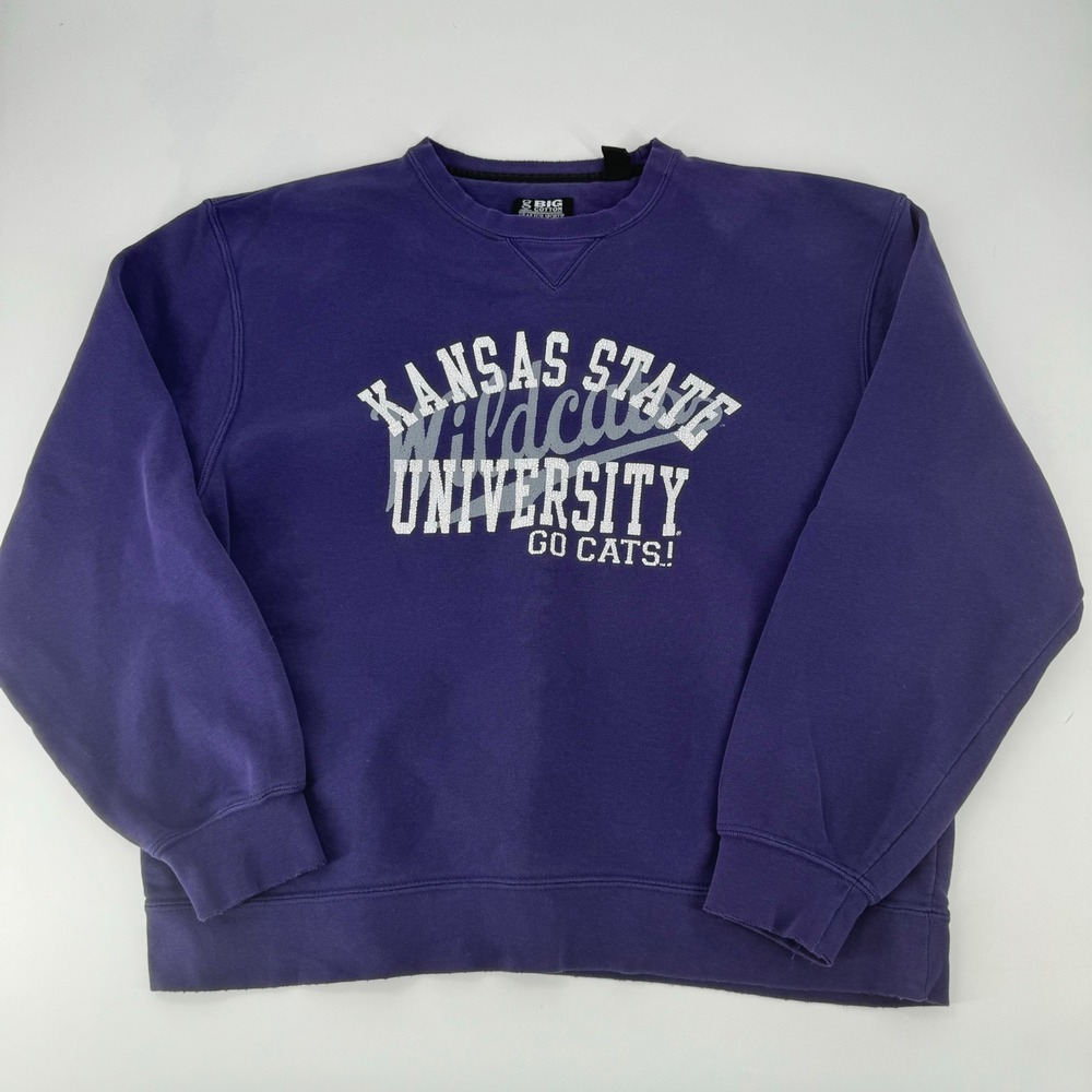 Kansas State Wildcats University Crewneck Sweatshirt Purple GO‎ CATS L VTG